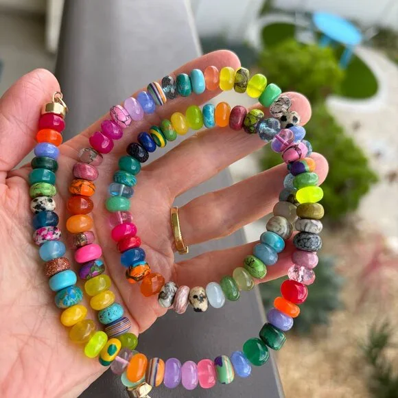 Stunning Lynn Rachel Rose Wild Peacock gemstone necklace with 14 K hardware, 23" - Picture 6 of 7